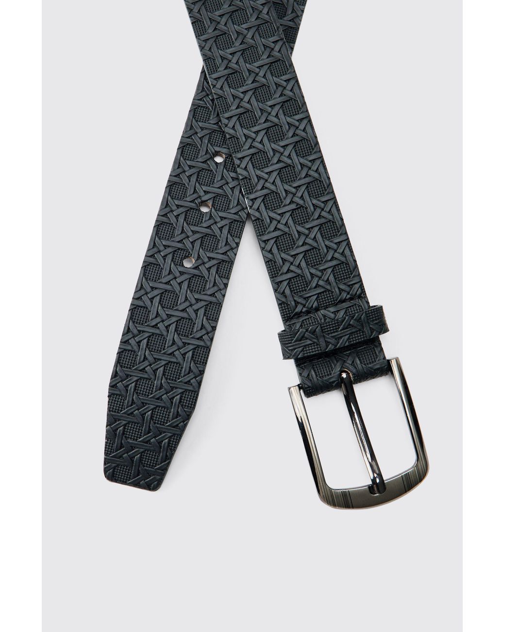 BoohooMAN Black Pu Embossed Textured Belt for men