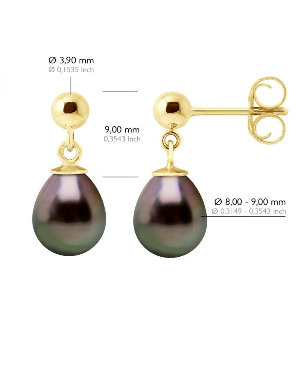 Ateliers Saint Germain Metallic Earrings Real Cultured Tahiti Pearls Pear 8-9 Mm