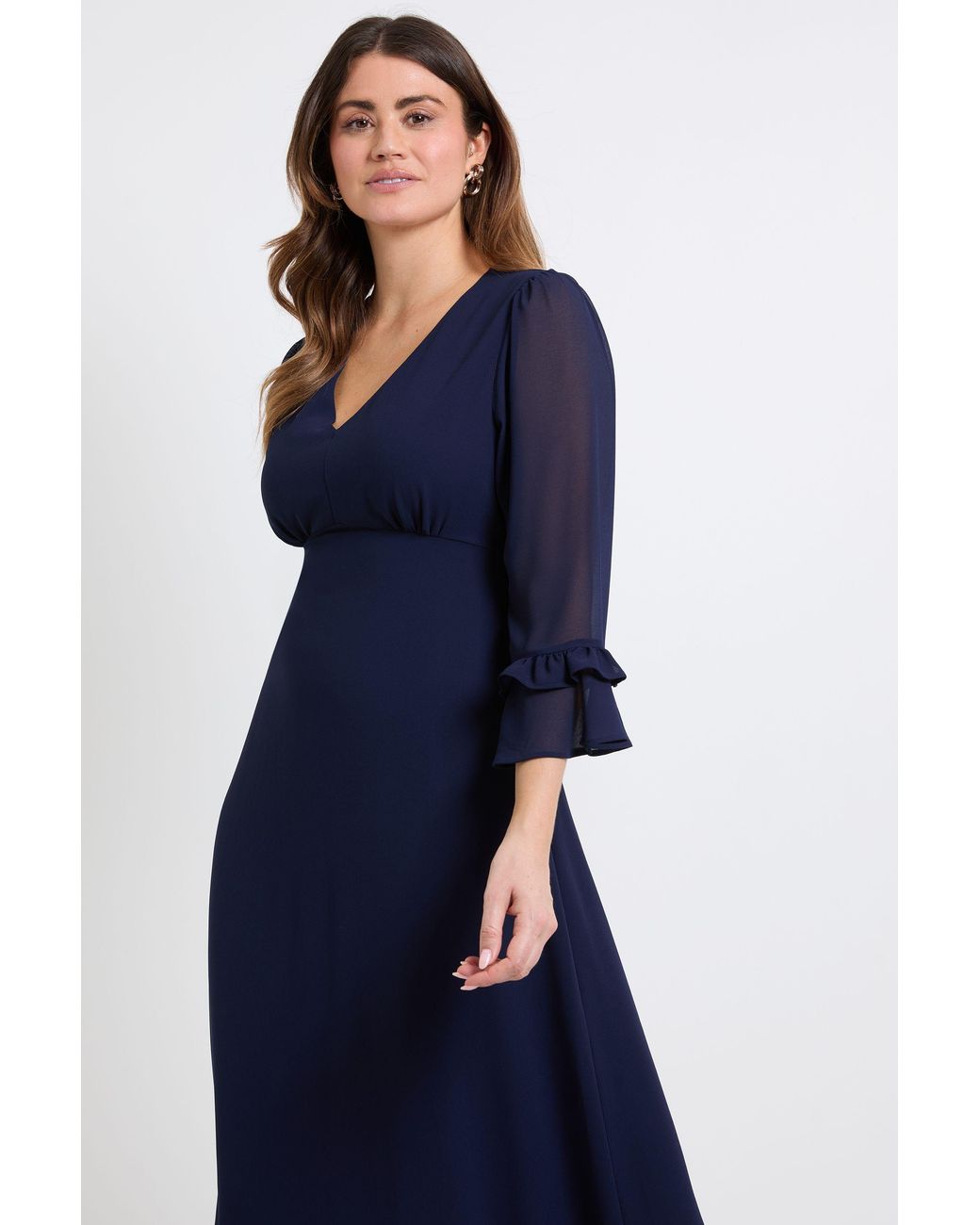 Wallis Blue Flute Sleeve Midi Dress