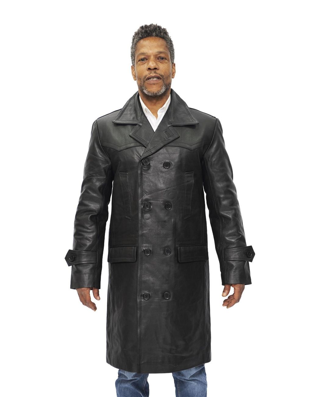 Infinity Leather Black Cowhide Peacoat-Dortmund for men