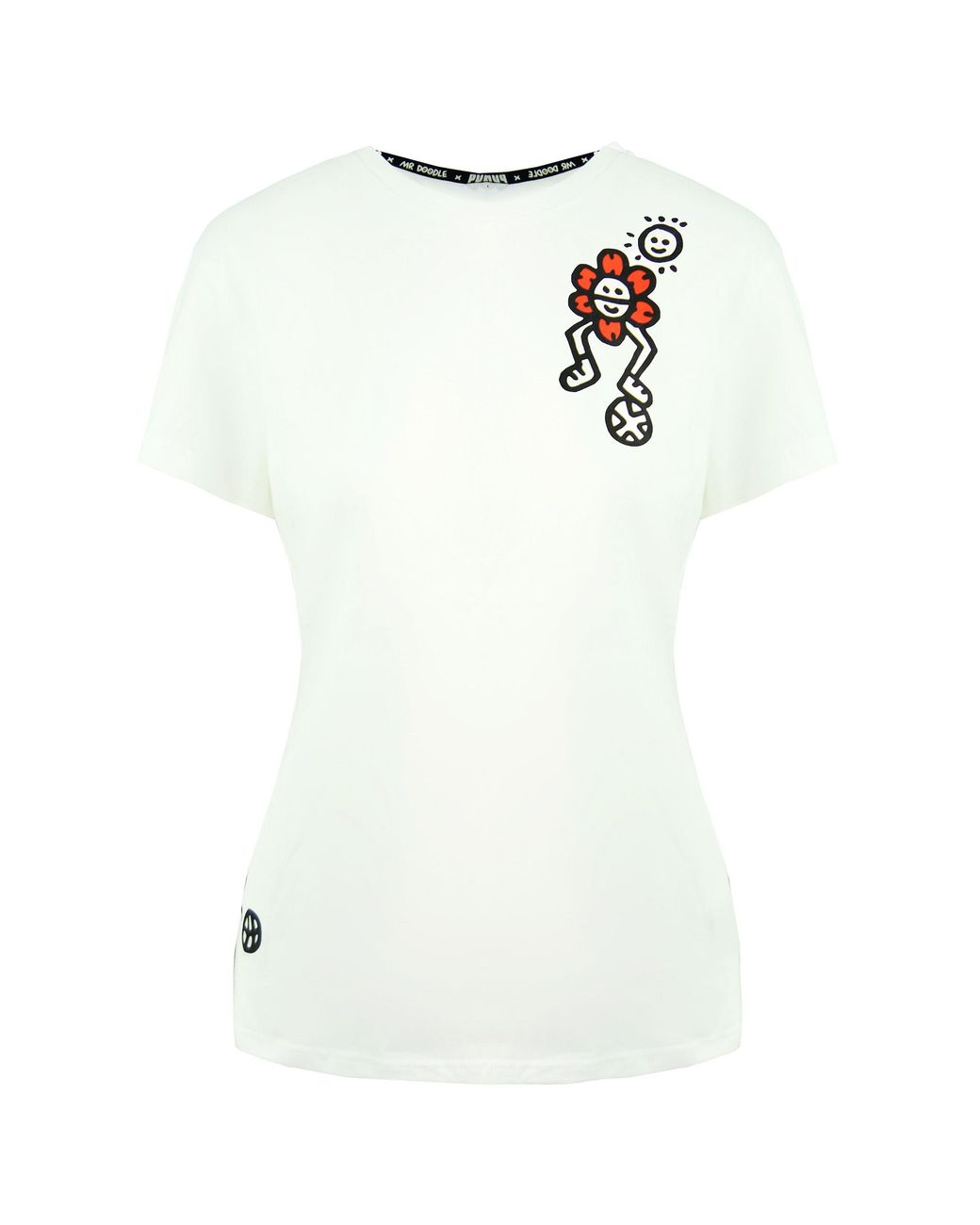 PUMA White X Mr Doodle Short Sleeve Crew Neck T-Shirt 598691 02 Cotton