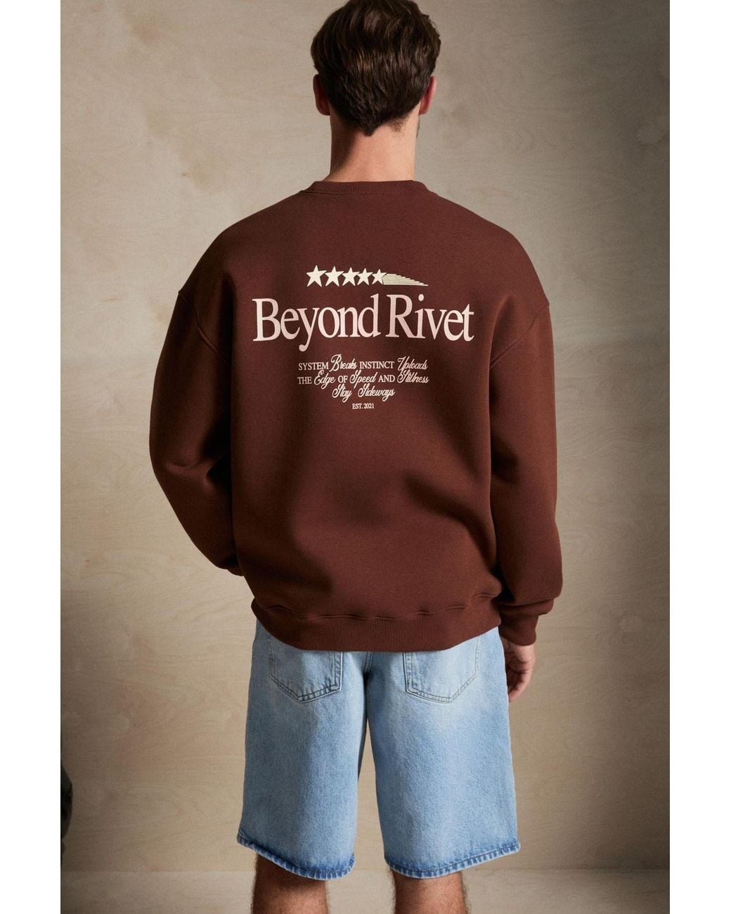 Grimelange Brown Relaxed Ribbed Pullover Sweatshirt for men