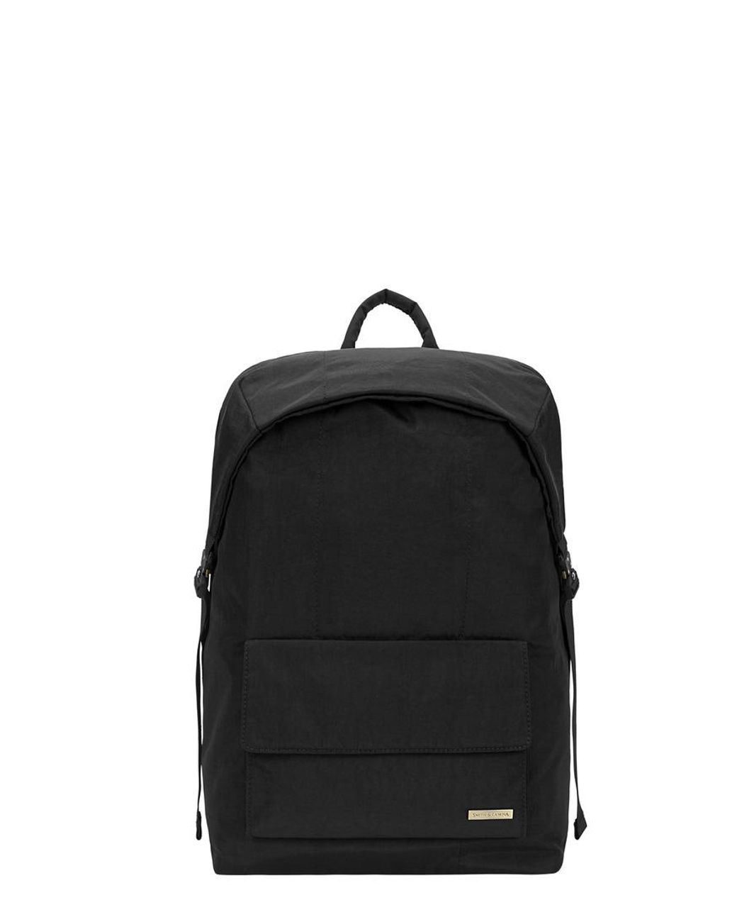 Smith & Canova Black Flapover Nylon Backpack