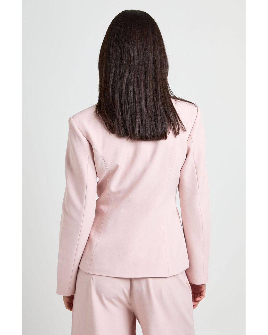 Boohoo Pink Double Breasted Cinched Blazer