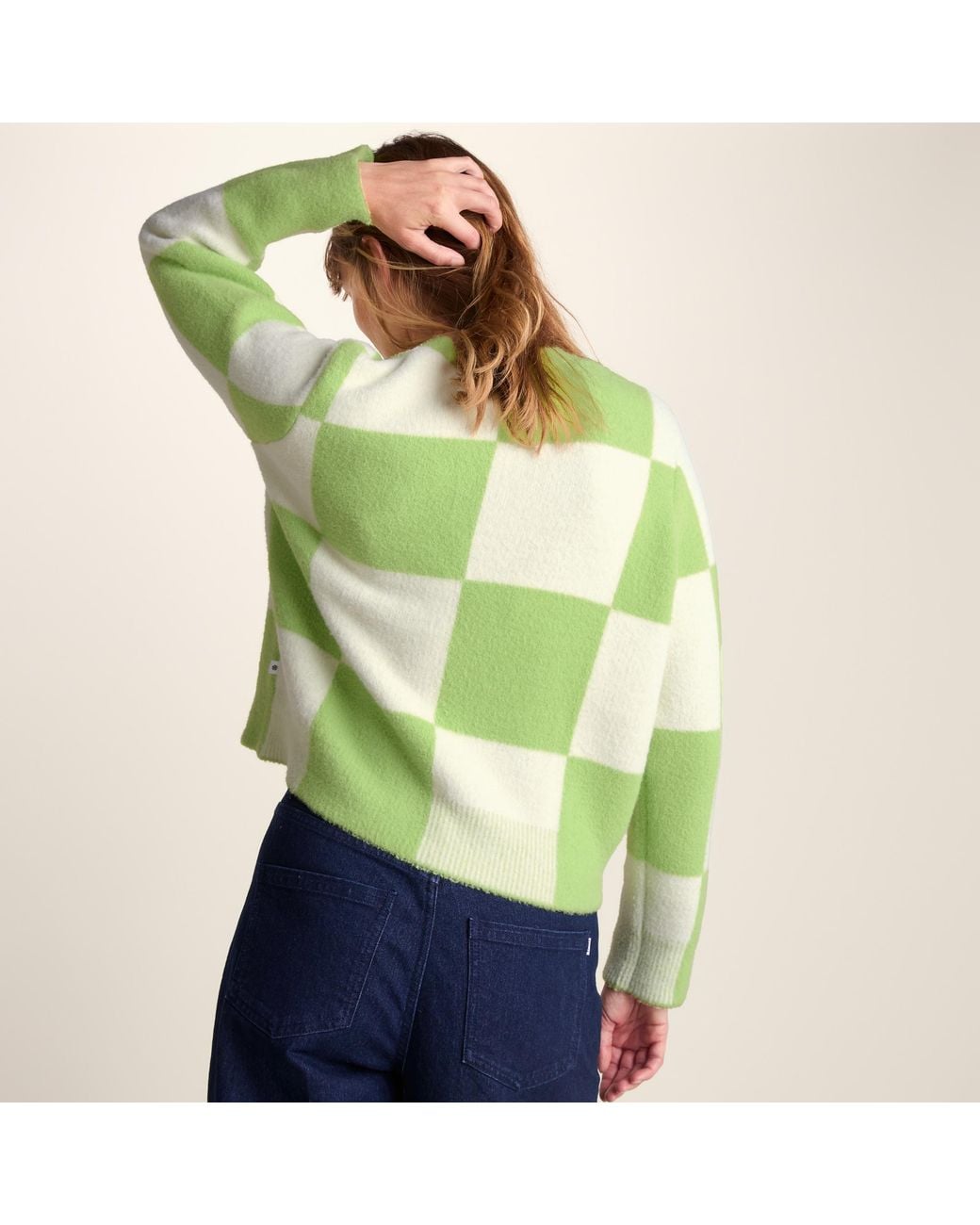 TOG24 Blue Celeste Checkerboard Chunky Knit Jumper
