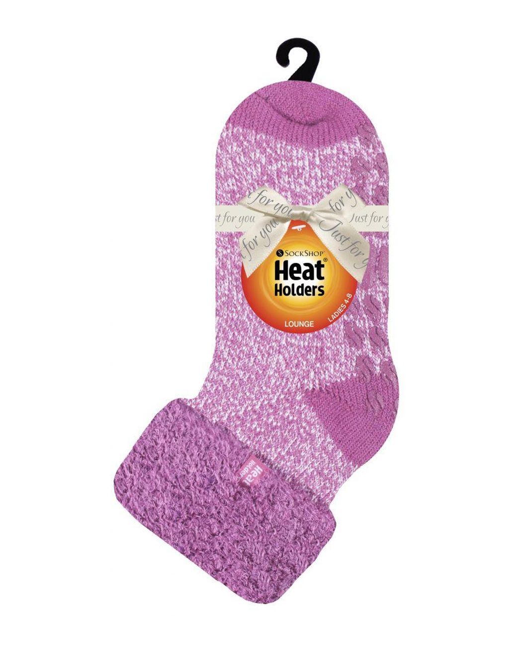 Heat Holders Purple Thermal Slipper Bed Socks With Non Slip Grips
