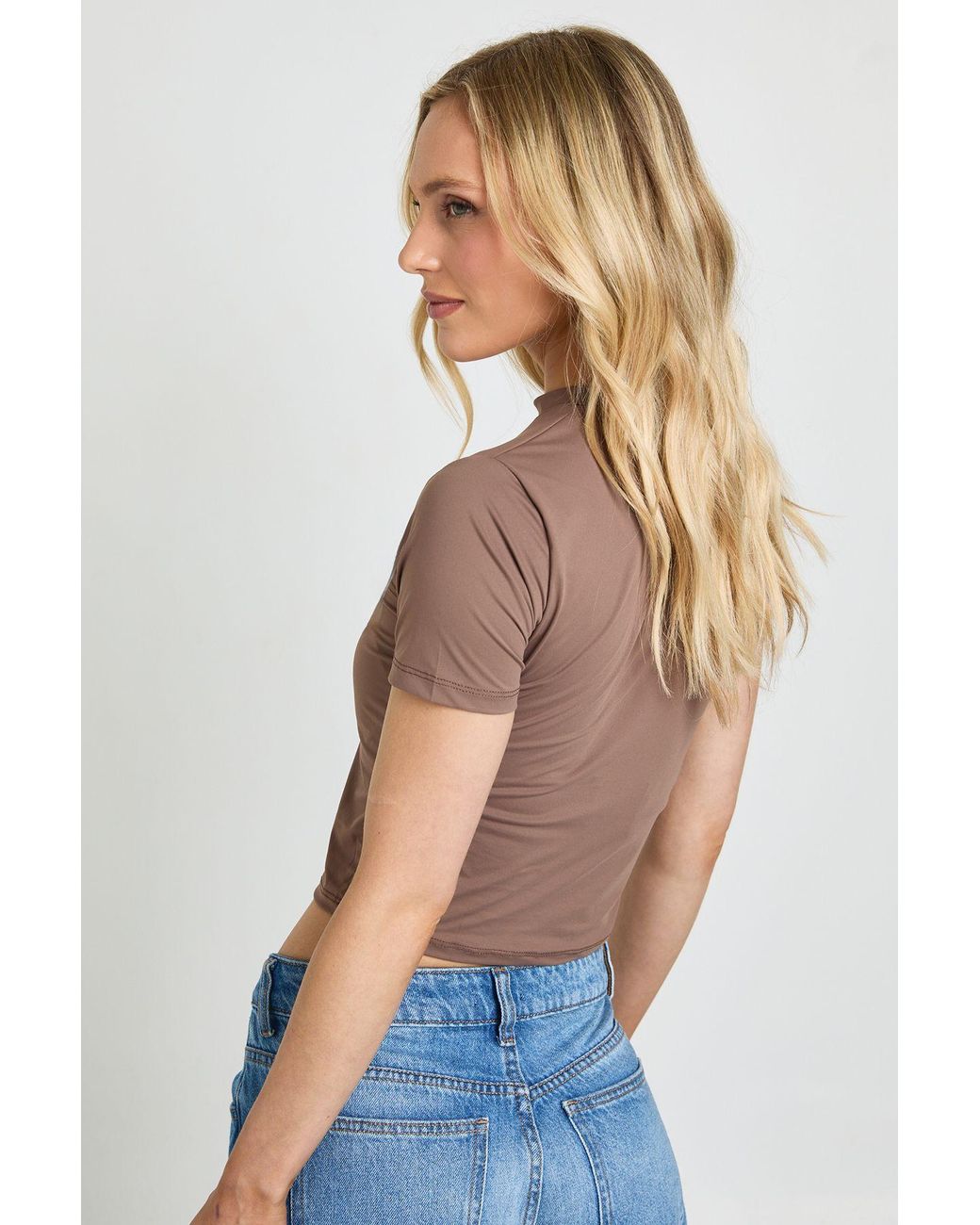 Boohoo Blue Petite Second Skin Crew Neck Everyday Tee
