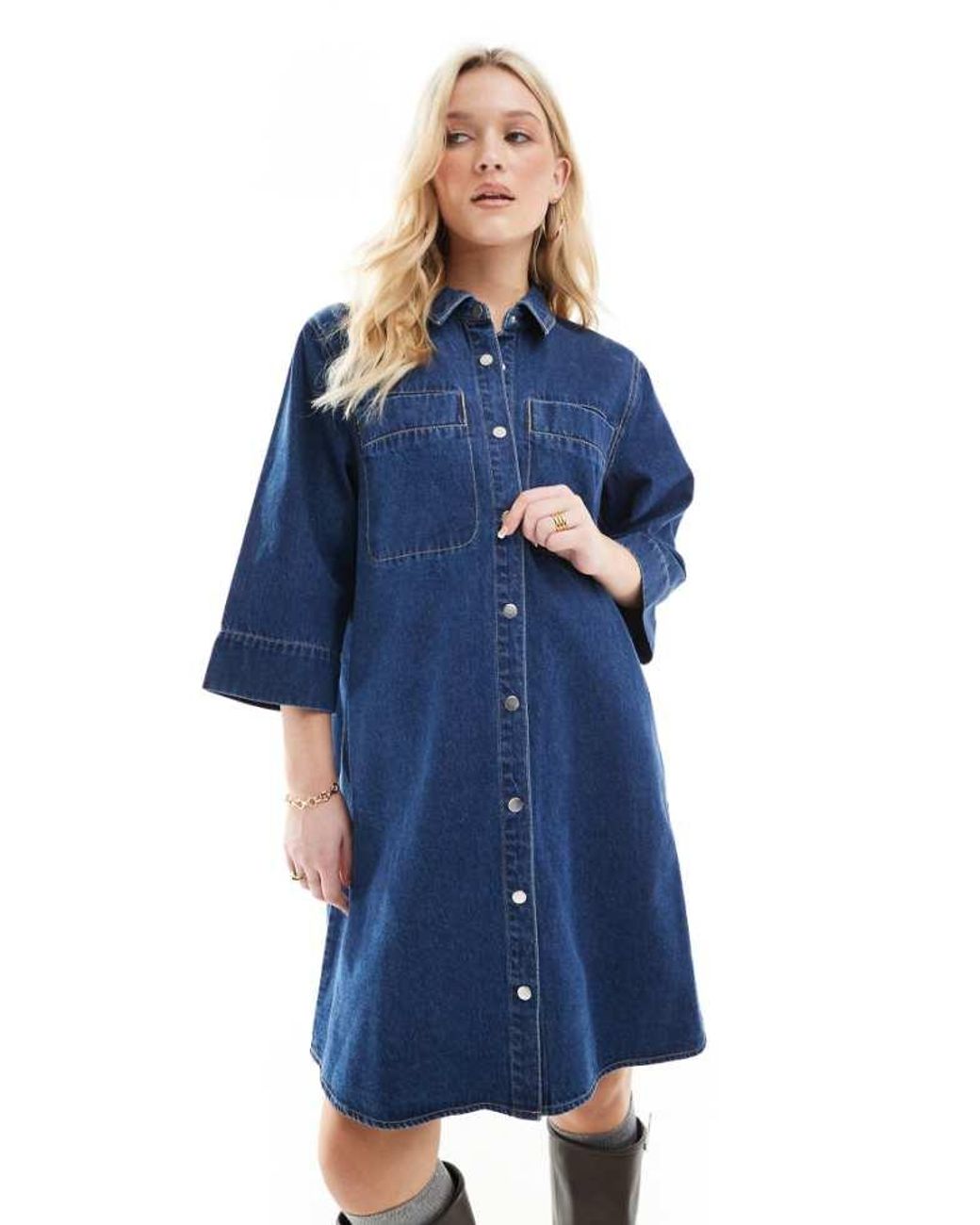 Vero Moda Blue Boxy Denim Mini Dress