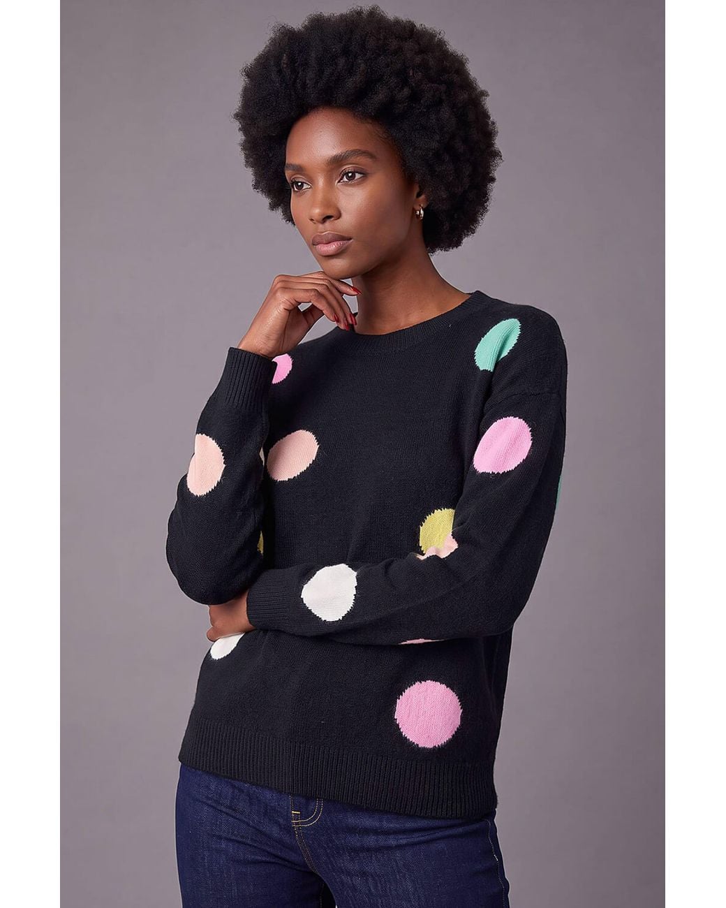 Roman Blue Polka Dot Knit Jumper