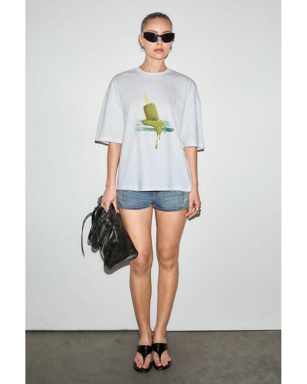 Grimelange Gray Oversized Crew Neck T-Shirt