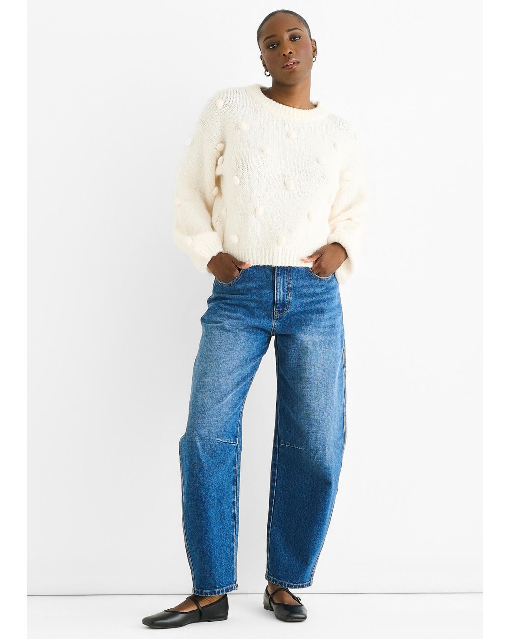 Gini London Blue Wool Mix Oversized Knit Jumper