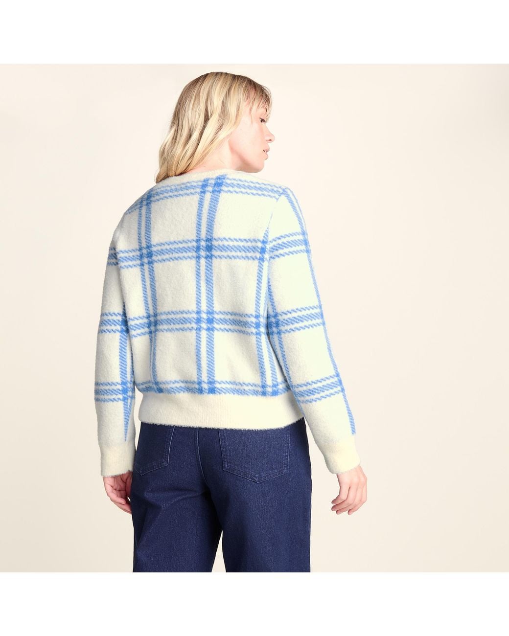 TOG24 Blue Delilah Checked Chunky Knit Jumper