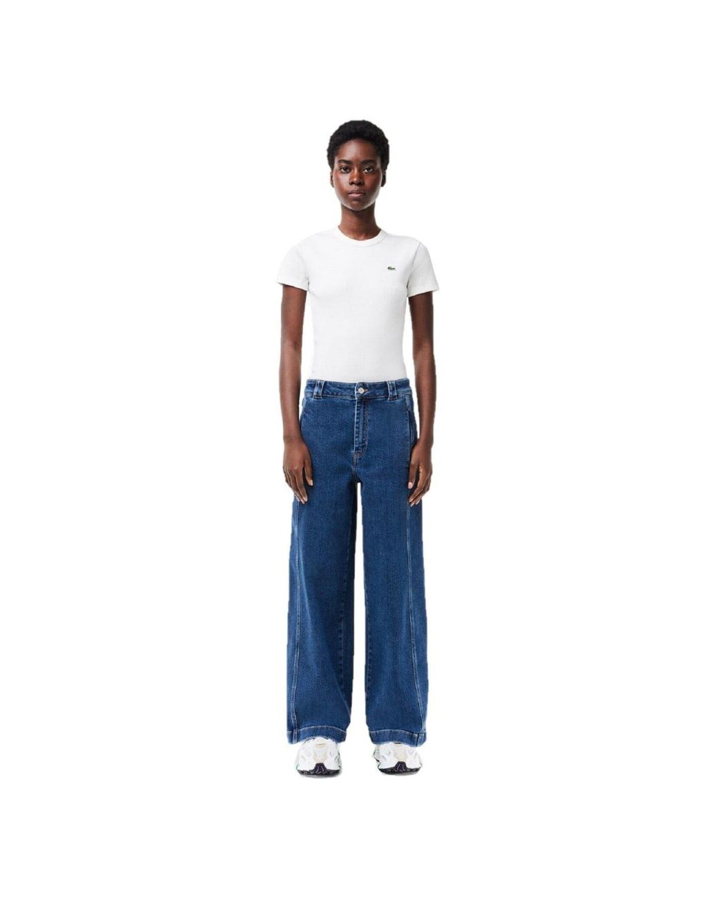 Lacoste Blue Wide Leg Relaxed Fit Jeans