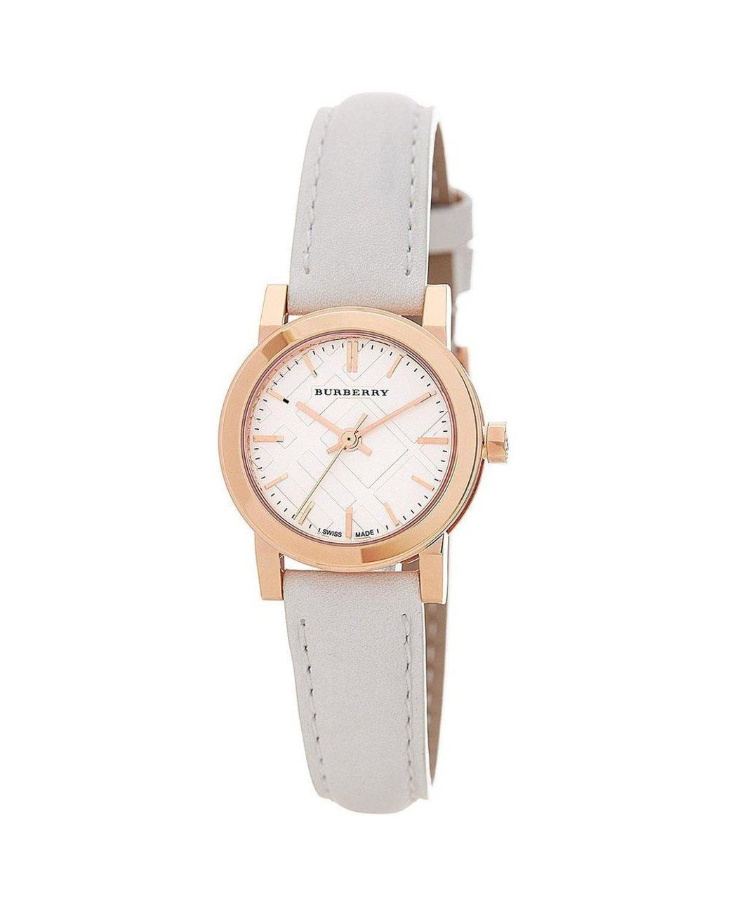 Burberry White Bu9209 Rose Tone Leather Watch