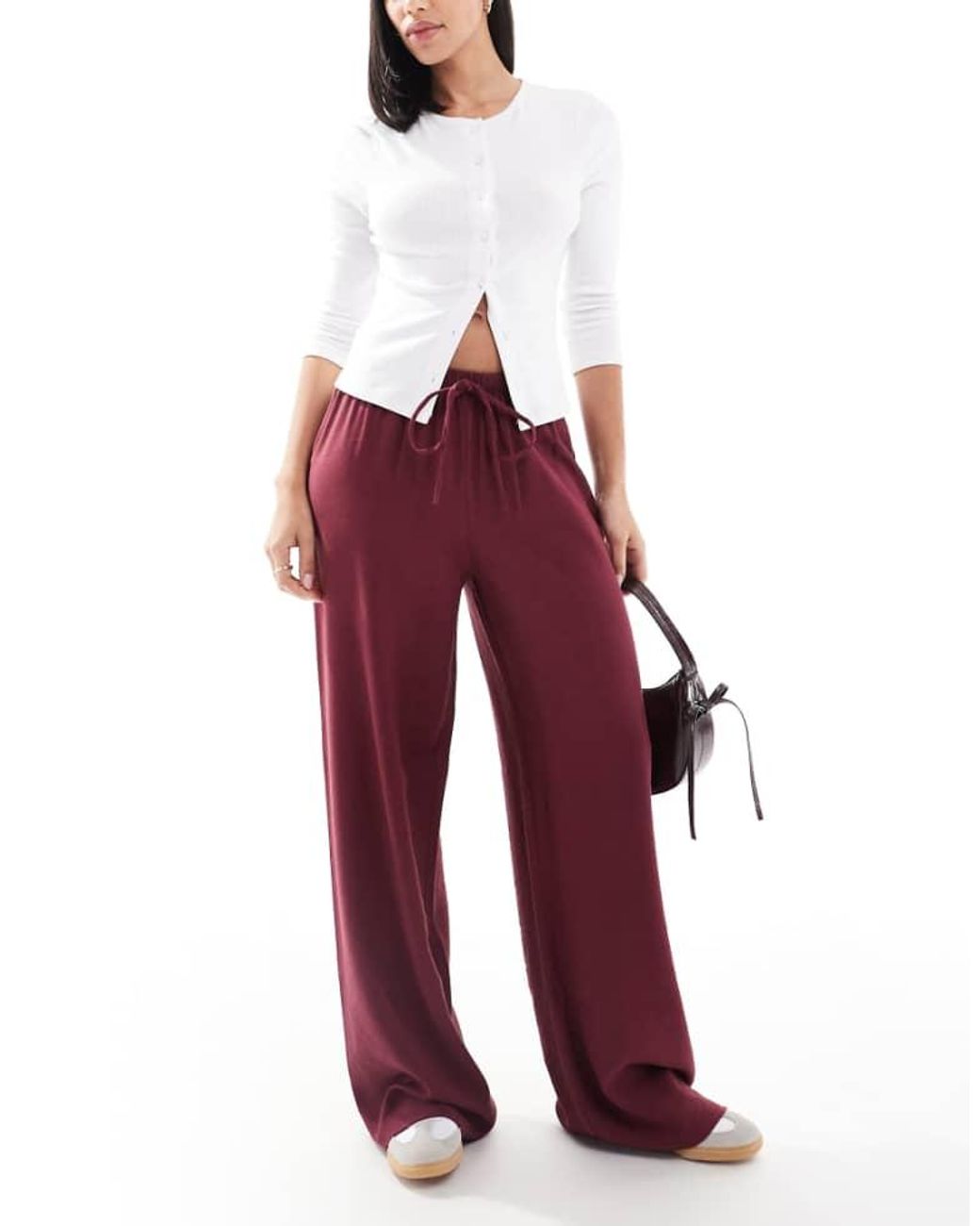 ASOS Soft Tailored Wide Leg Pull On Trouser