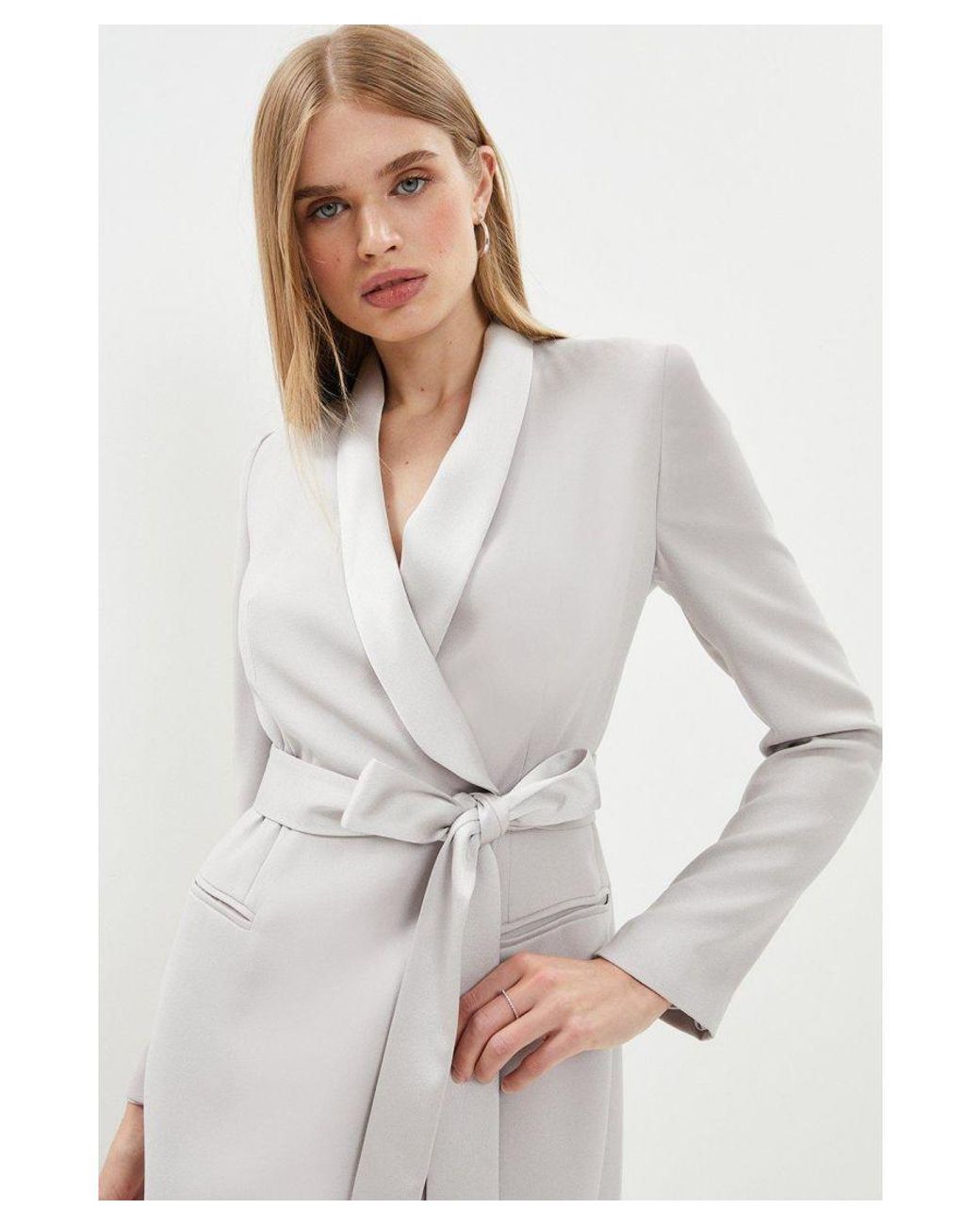 Coast Tuxedo Tie Waist Midi Dress in White Lyst UK