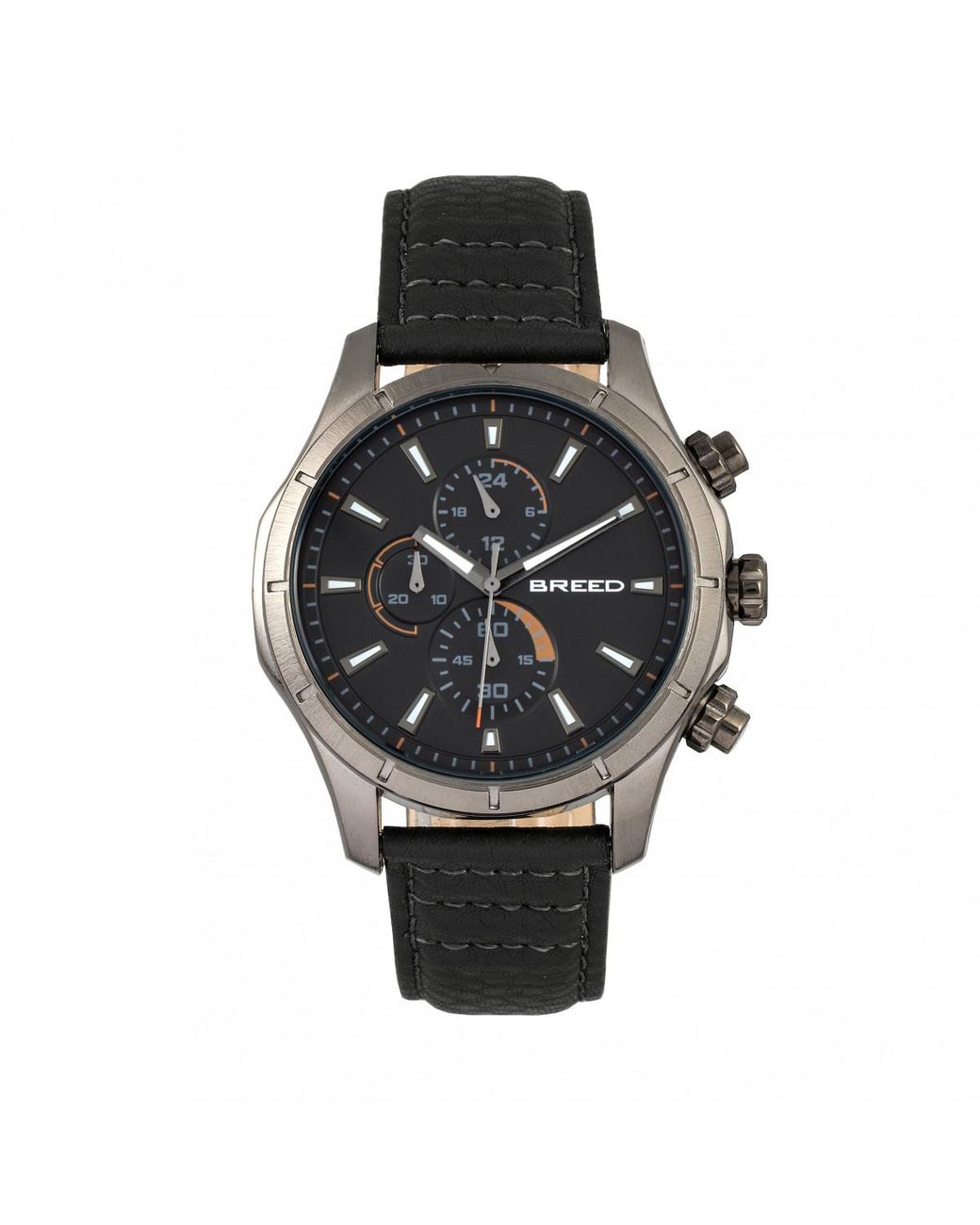 Breed Gray Lacroix Chronograph Leather-Band Watch for men
