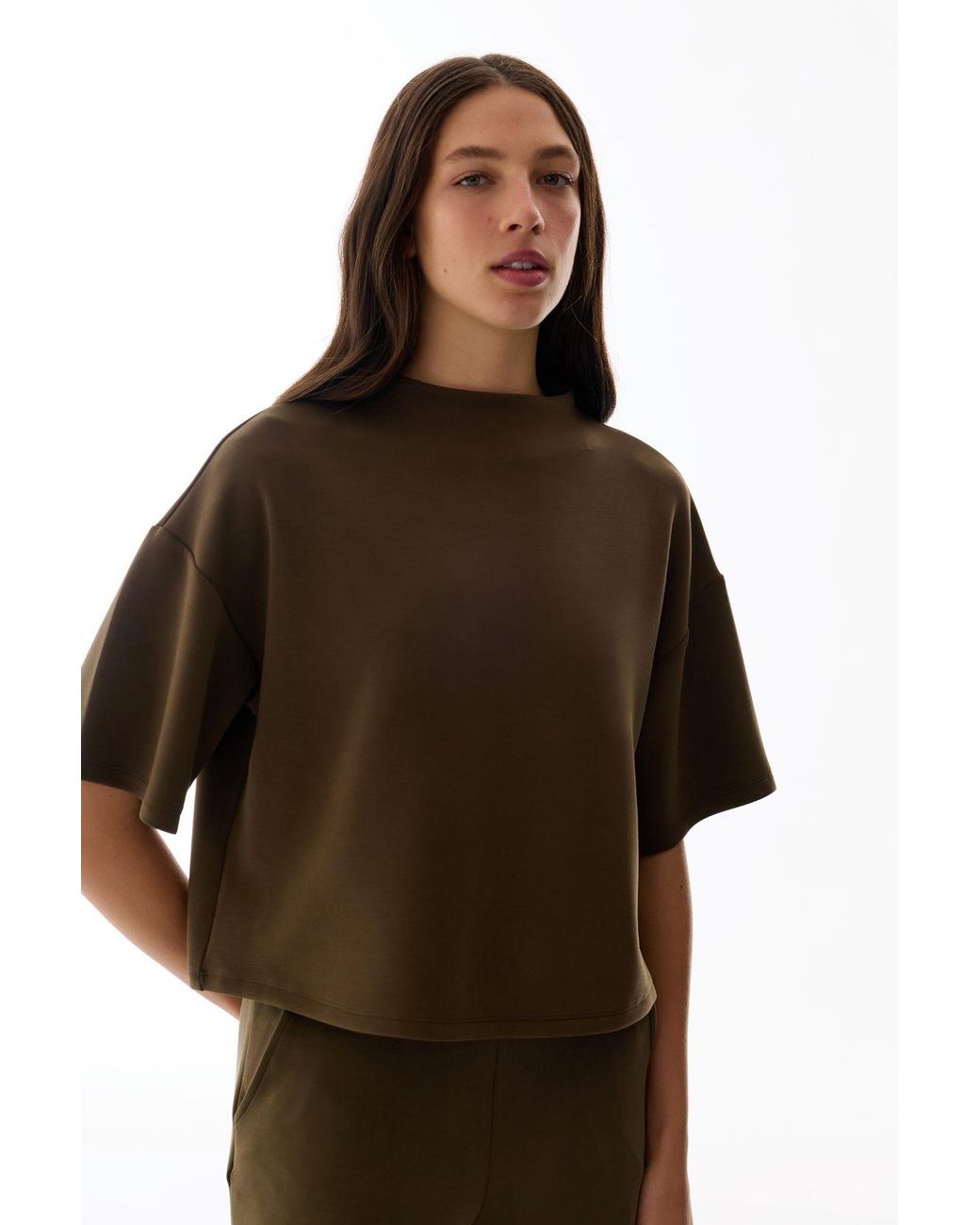 Penti Brown Oversized Knit Bodysuit With Crew Neck