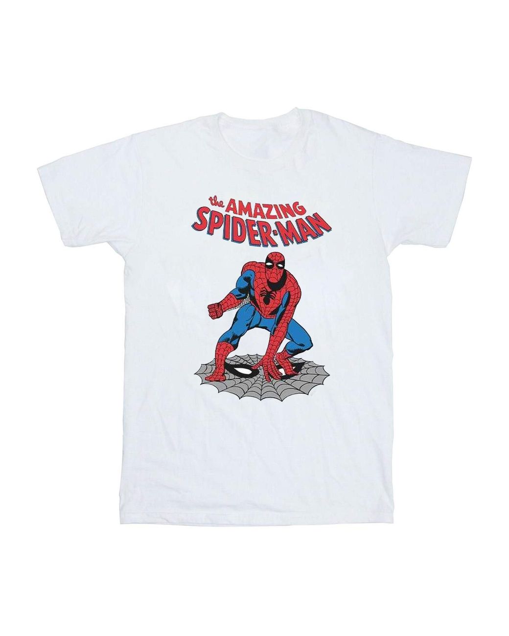 Marvel White Ladies The Amazing Spider- Cotton Boyfriend T-Shirt
