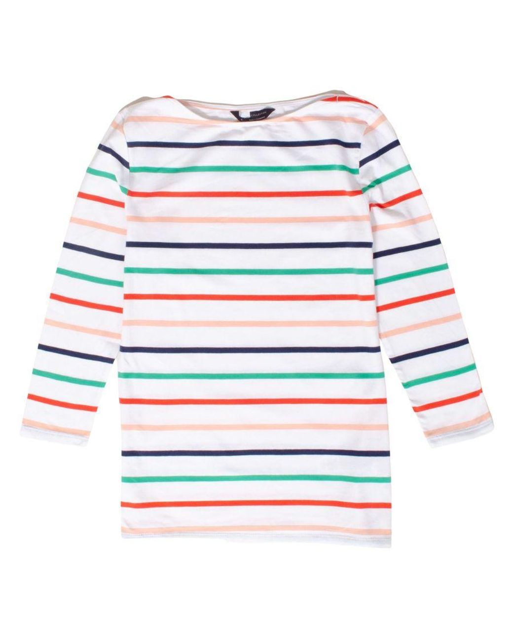 Secret Label Gray Striped Cotton Rich Slash Neck Tops