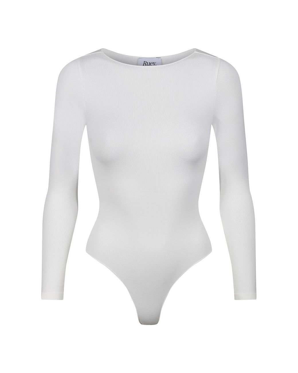 Ruey White Ladies Essentials Long Sleeve Bodysuit Sculpting Recycled Stretch Fit