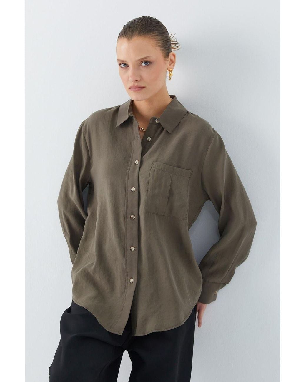 MixRay Green Relaxed Fit Shirt With Pocket