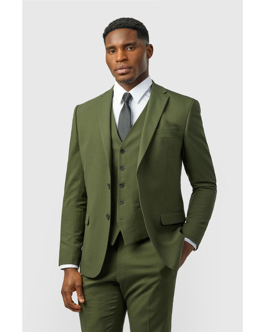 Limehaus Green Single Breasted Long Sleeve Two Button Slim Fit Suit Jacket for men