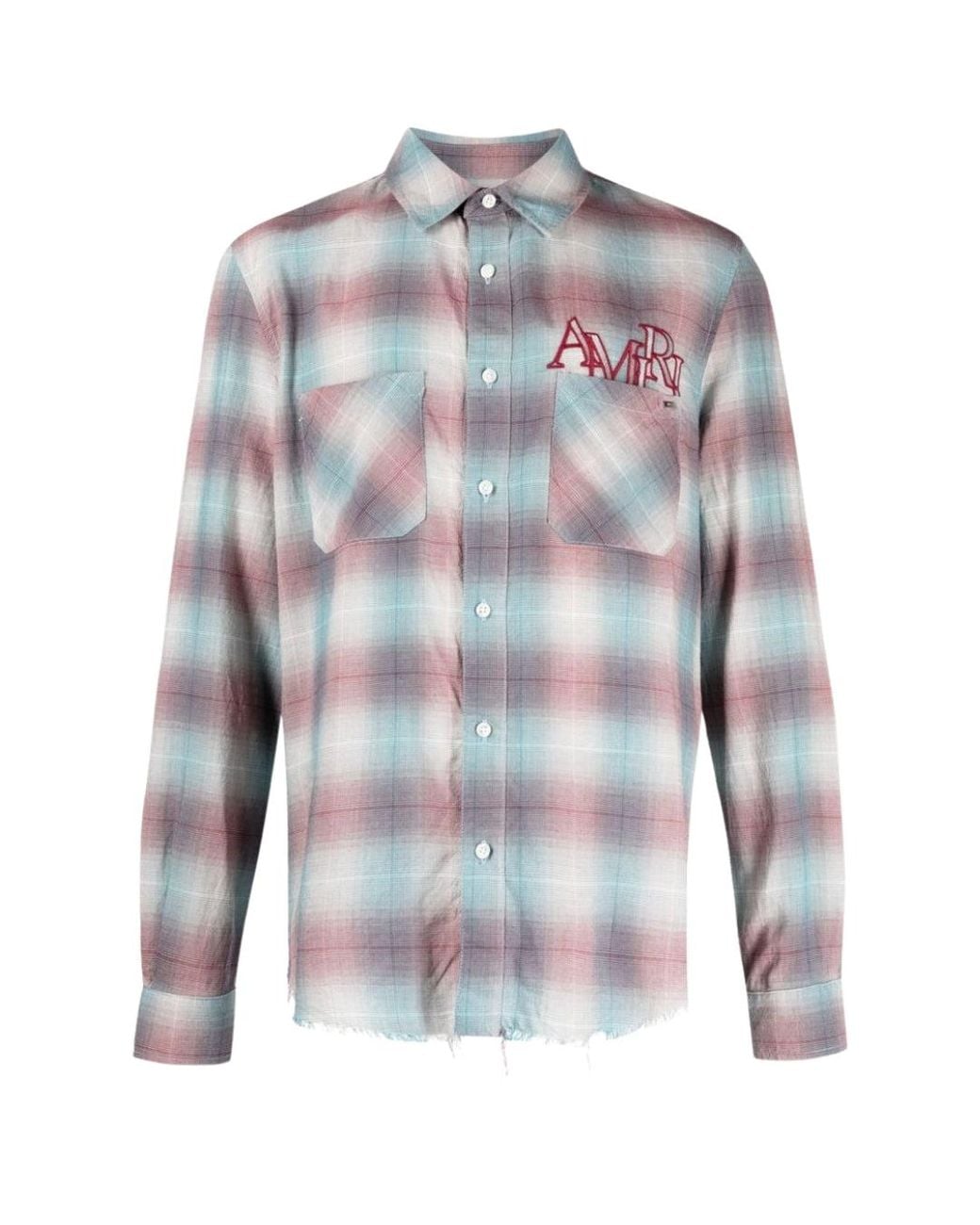 Amiri Blue Staggered Plaid Flannel for men