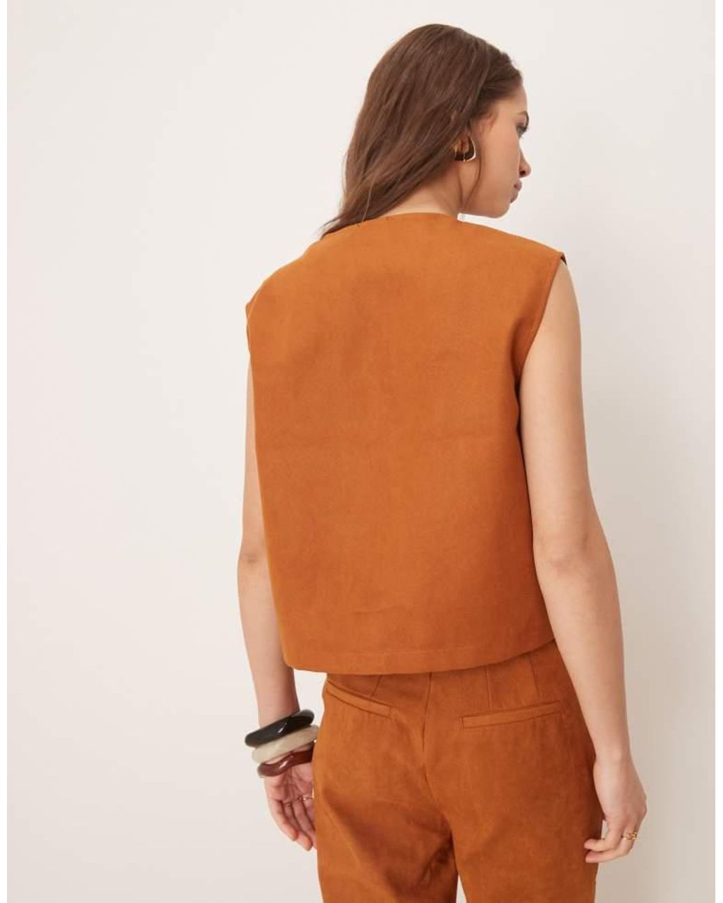 ASOS Brown Faux Suede Boxy Waistcoat Co-Ord