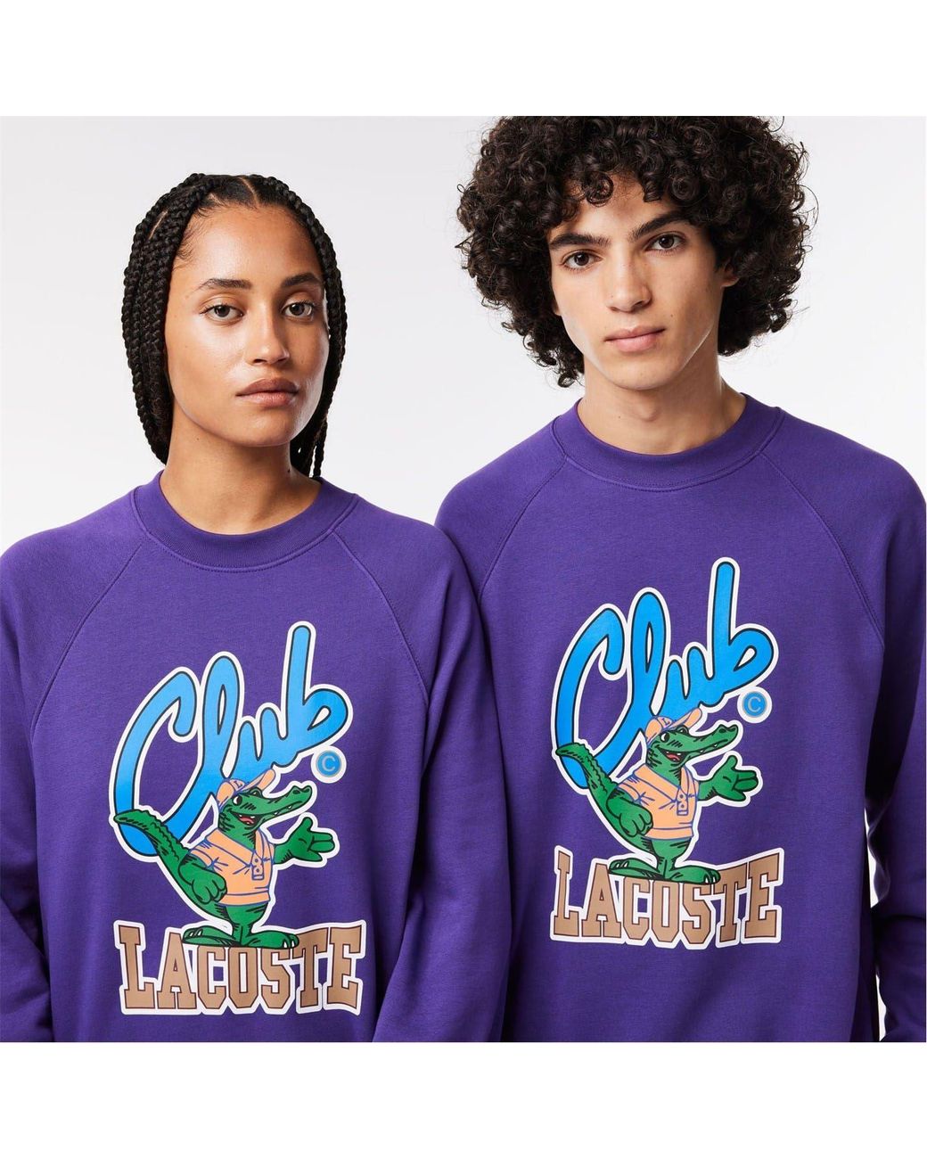 Lacoste Purple Crocodile Print Raglan Sleeve Sweatshirt for men
