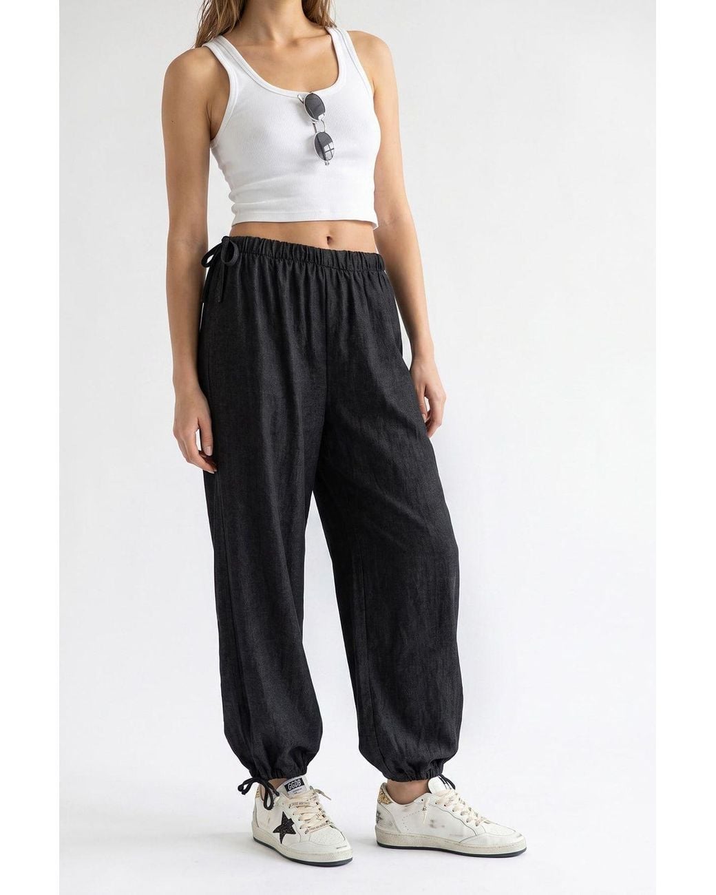 MixRay Black Tencel Straight-Leg Pants