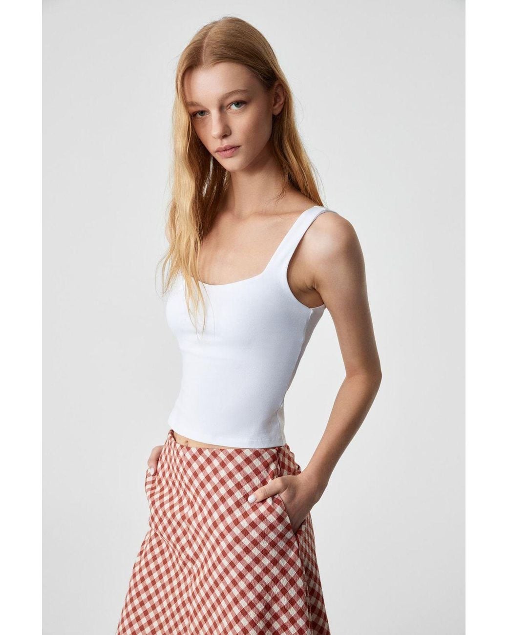 Grimelange White Regular Fit Pull-On Blouse
