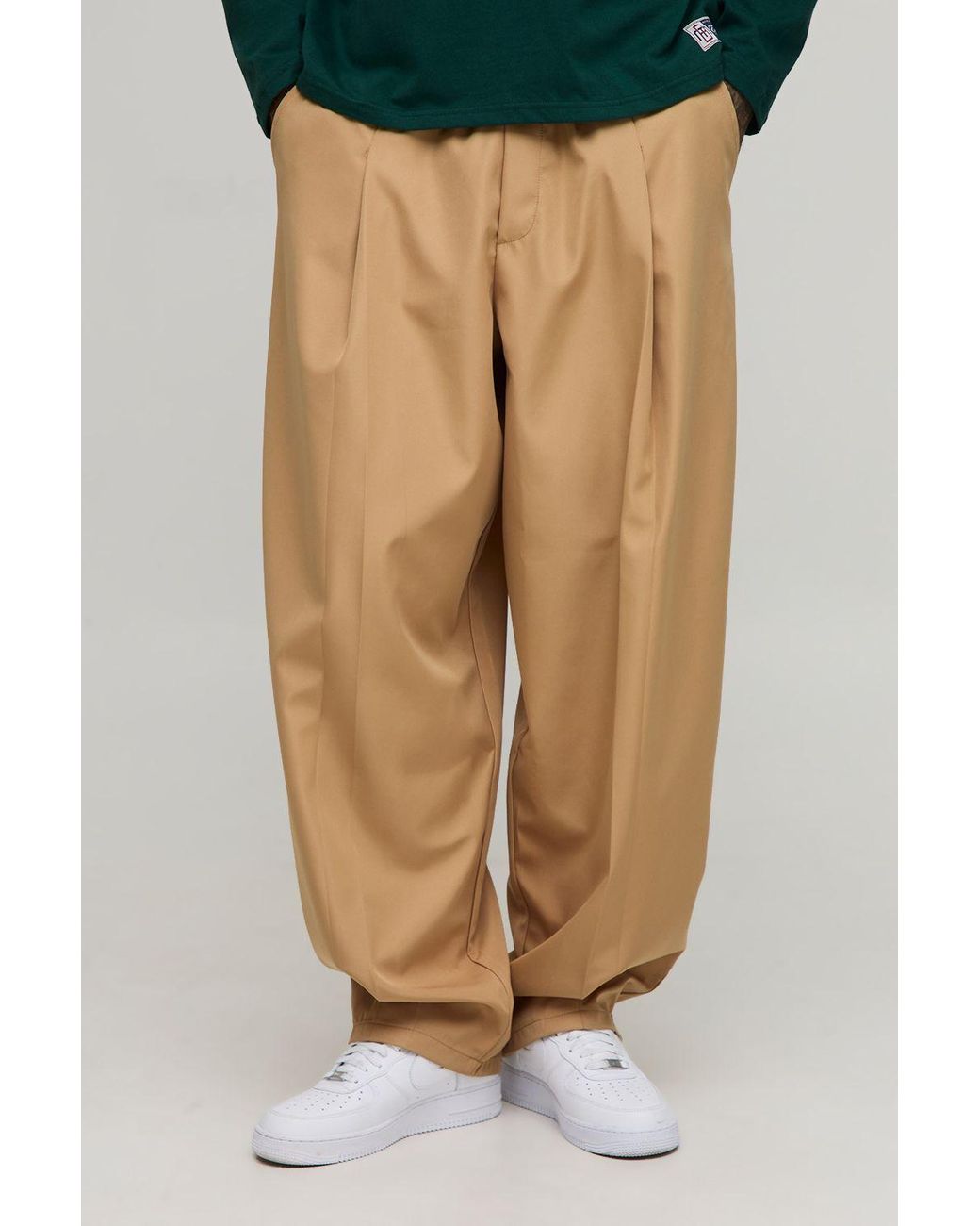 BoohooMAN Blue Tall Pleat Front Balloon Fit Pants for men