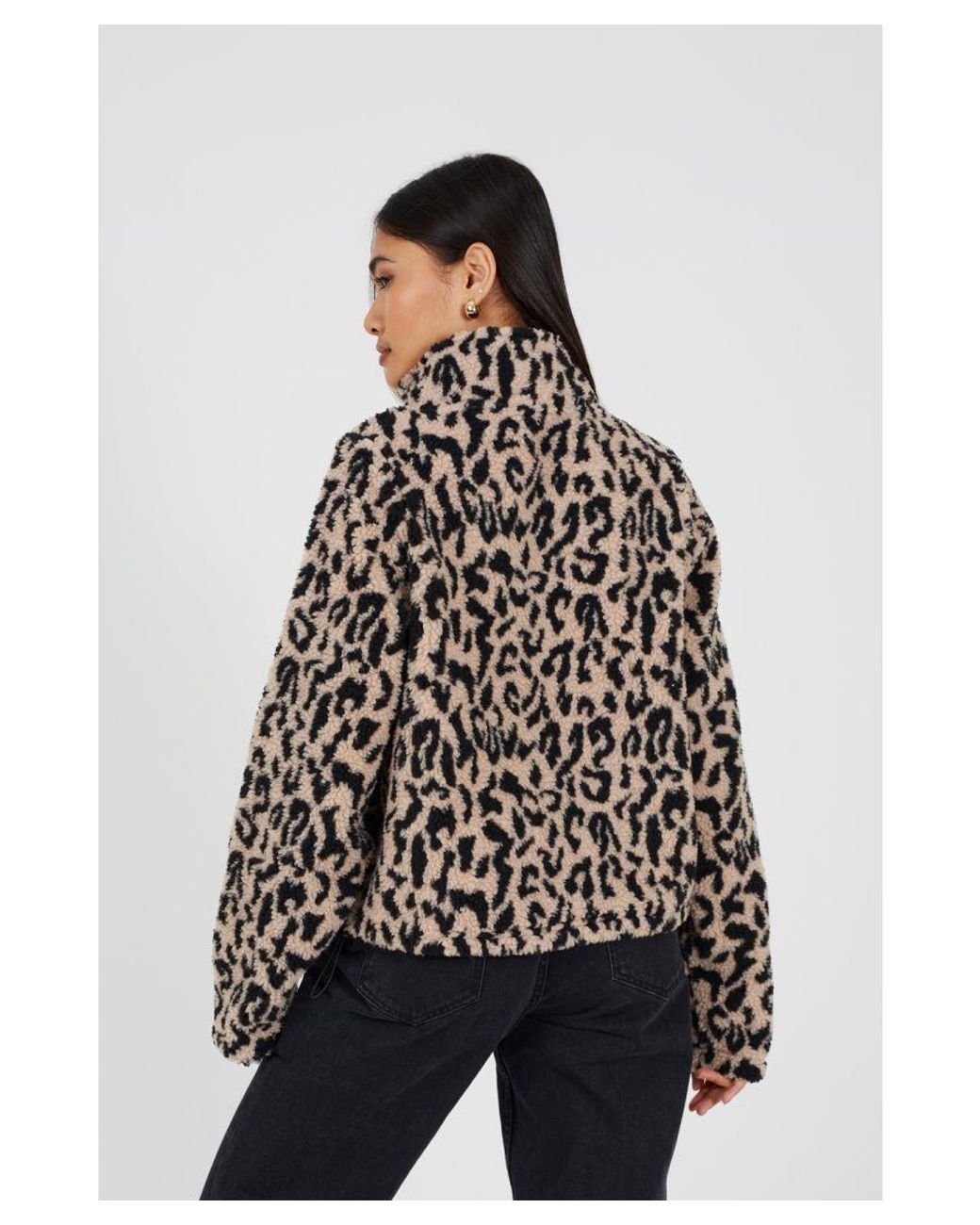 Leopard sherpa pullover shop