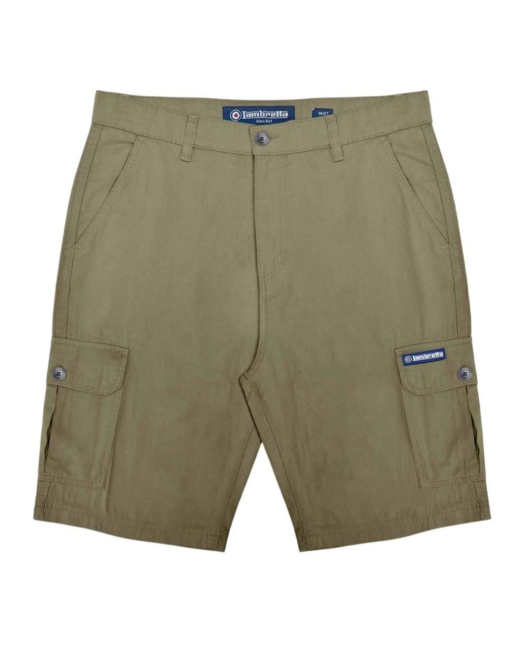 Lambretta Green Rubberised Logo Cargo Shorts for men