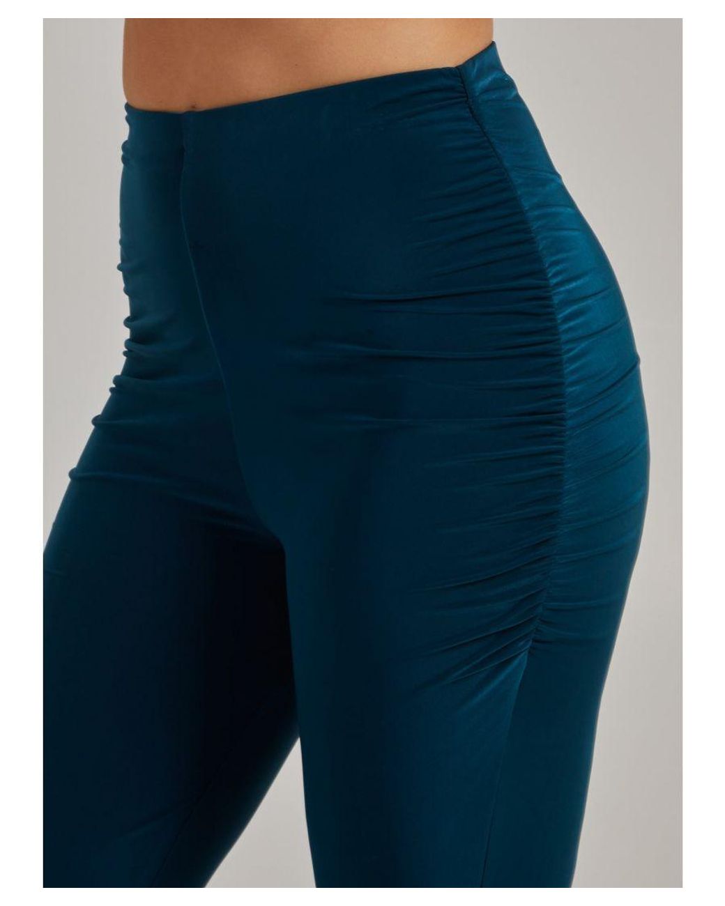 Pink Vanilla Blue Ruched Side Flared Slinky Trousers