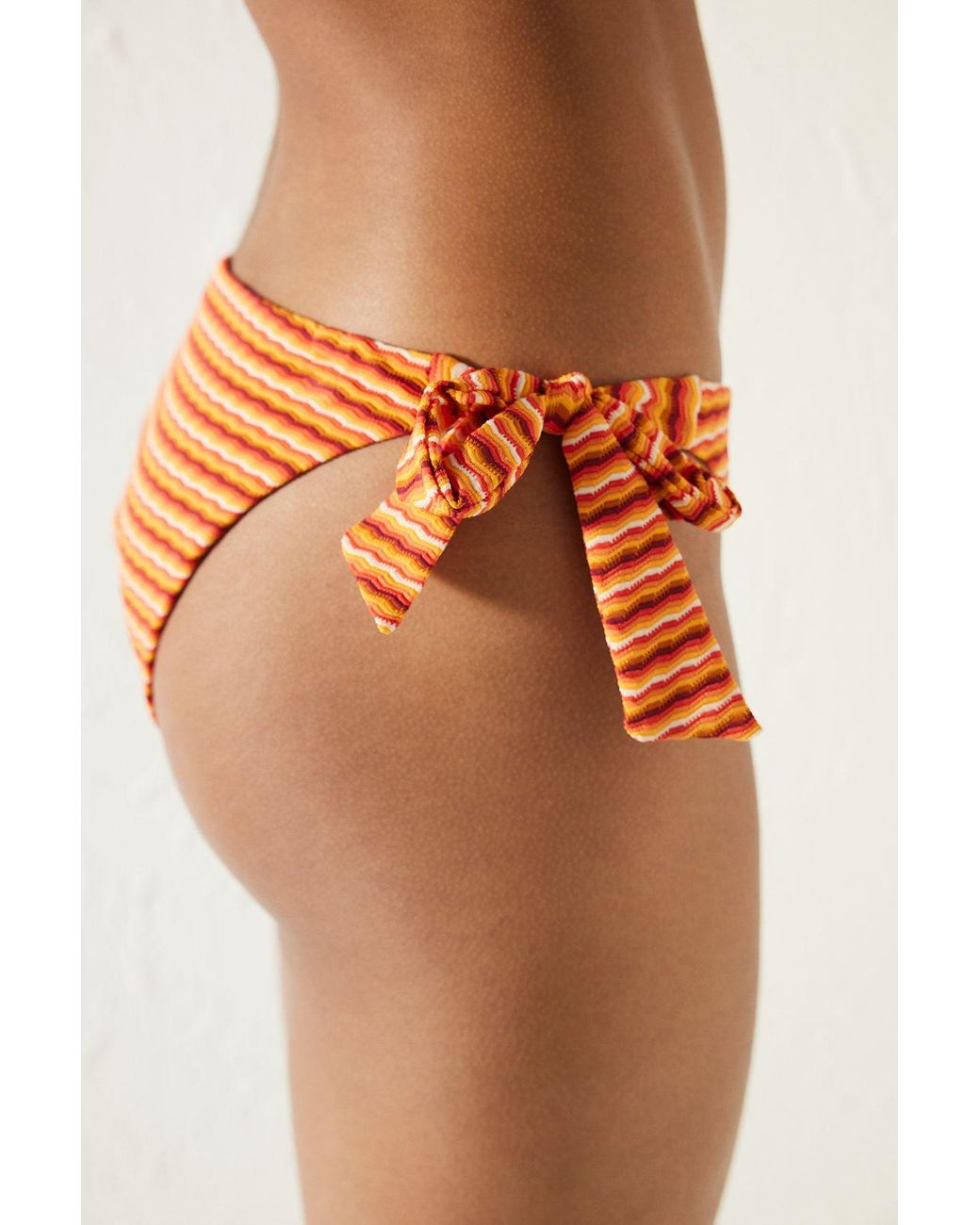 Penti Orange Striped Brazilian Bikini Bottoms