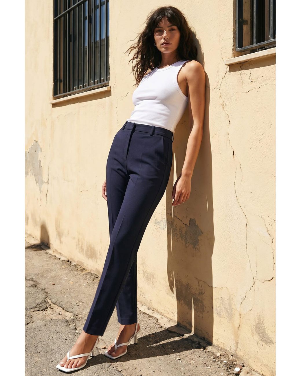 Roman Black Long Slim Leg Trouser