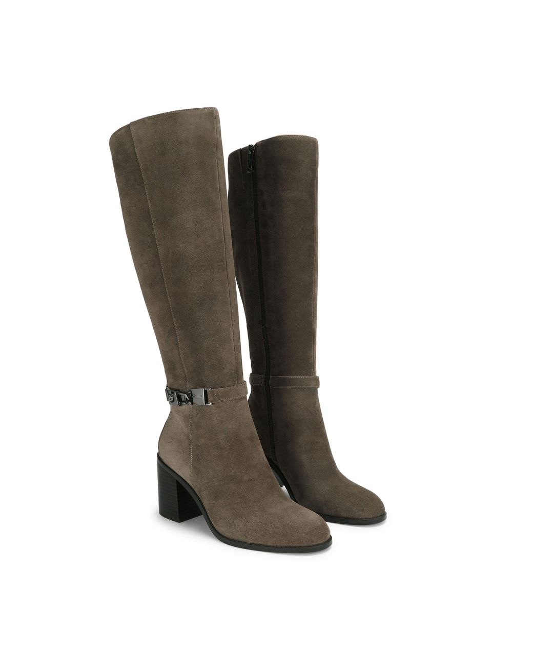 Kurt Geiger Black Suede Kingsley Block Heel Knee Boots