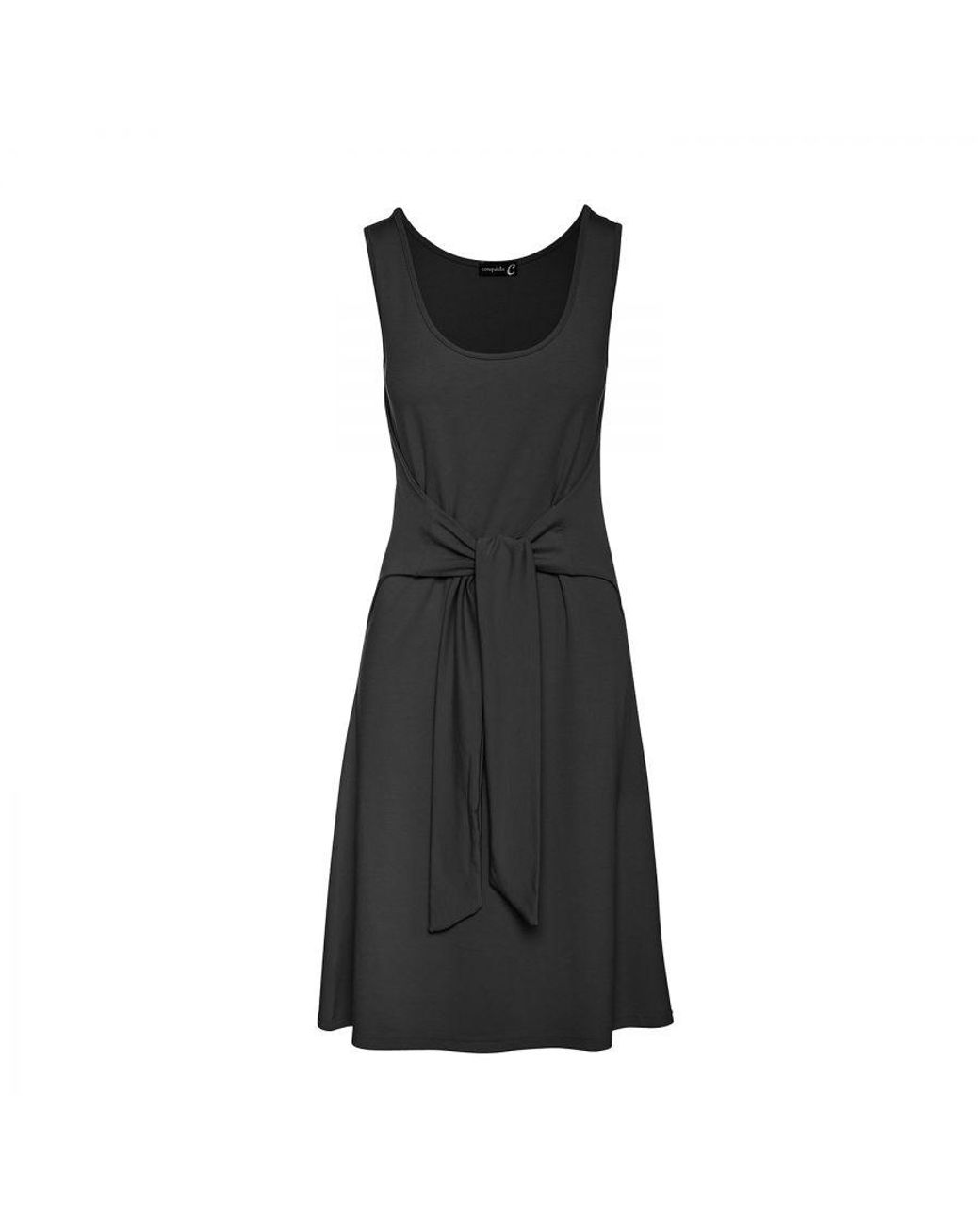 Conquista Black A Line Dress With Tie Waist