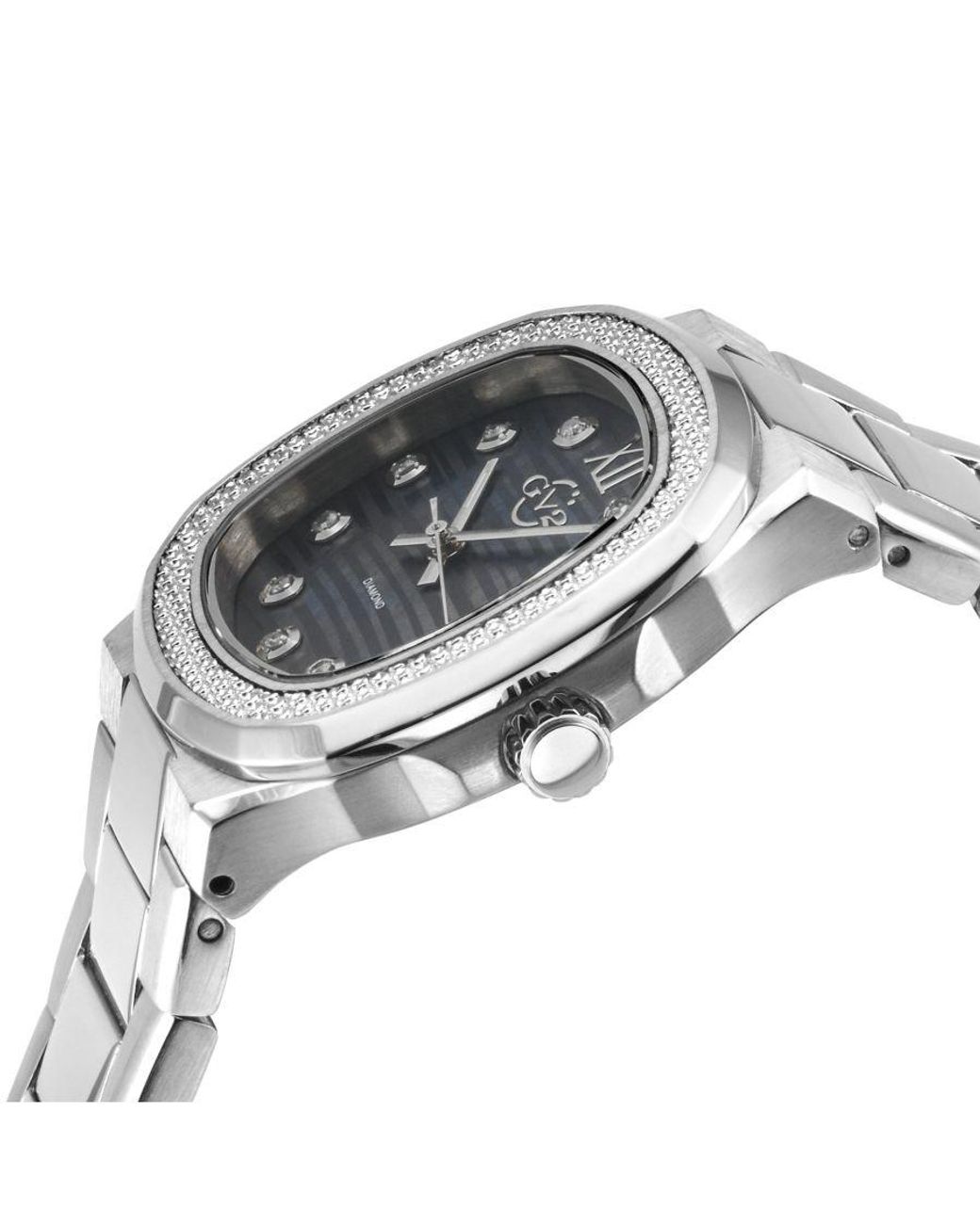 Gv2 Gray Potente Swiss Quartz Mop Dial, 316L Stainless Steel Diamond Watch