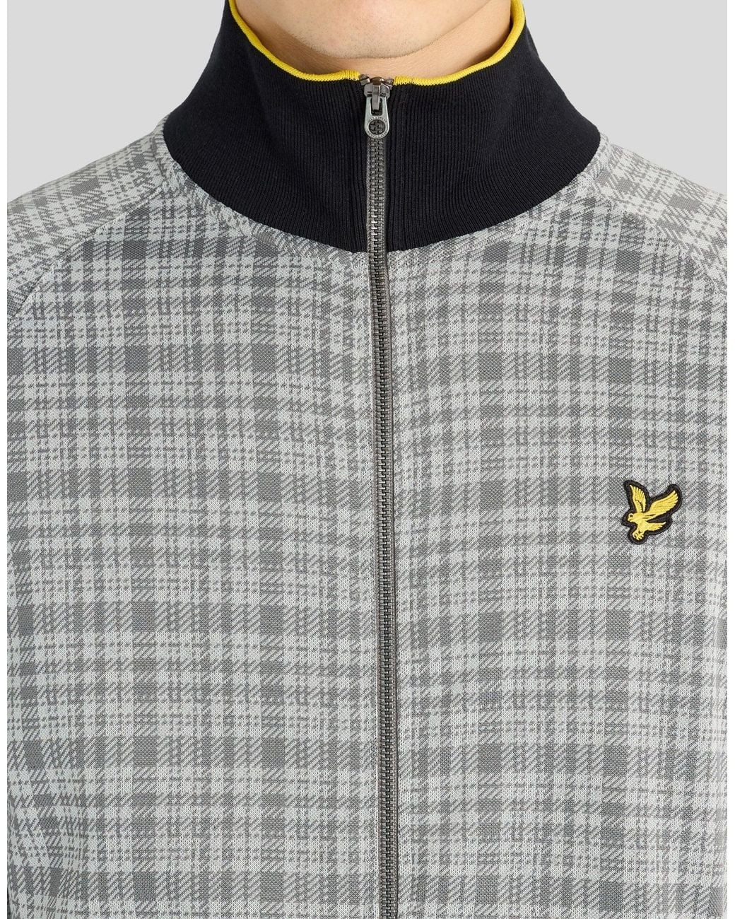 Lyle & Scott Gray Hawick Check Track Jacket for men