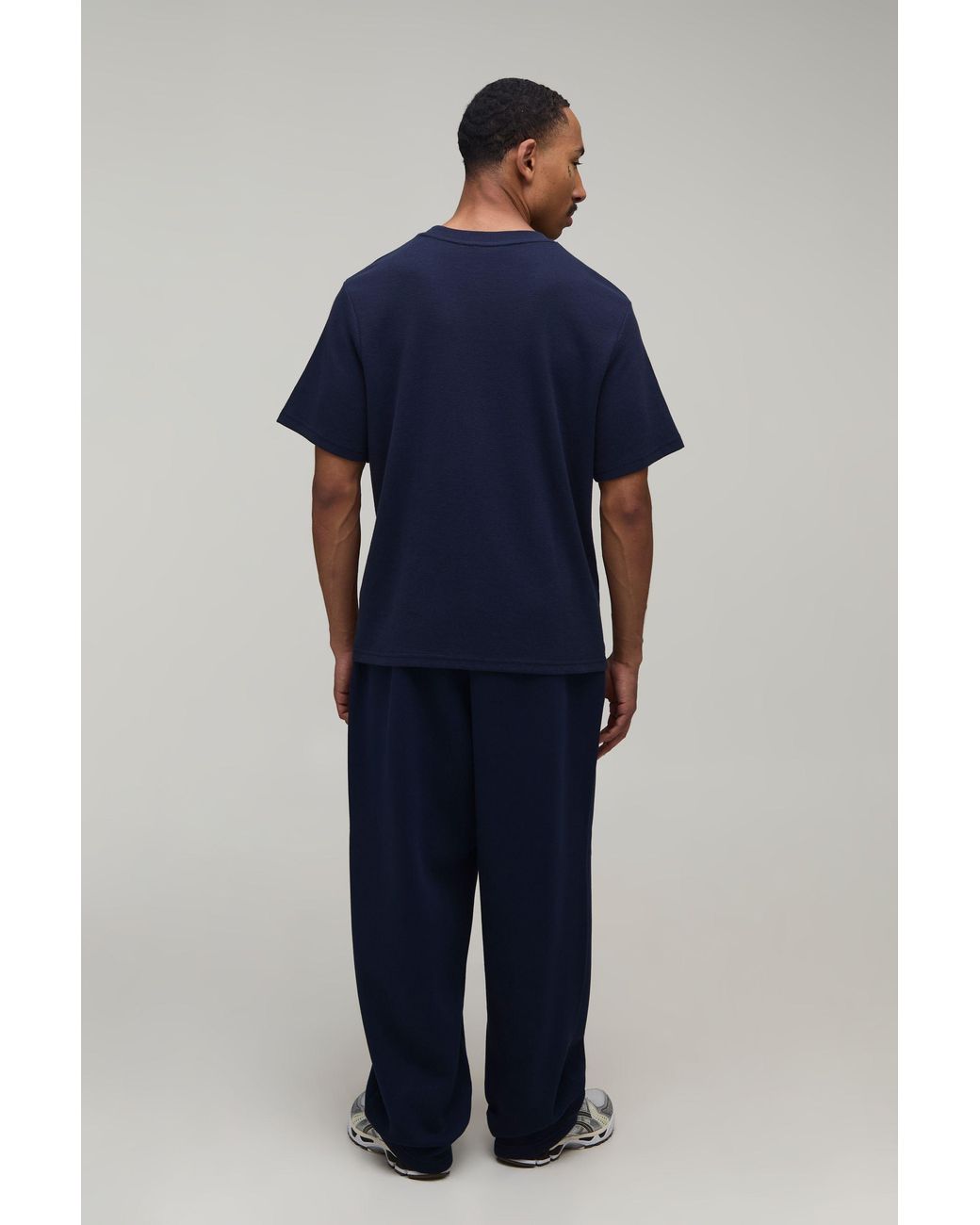 BoohooMAN Blue Essential Regular Fit Waffle T-Shirt for men