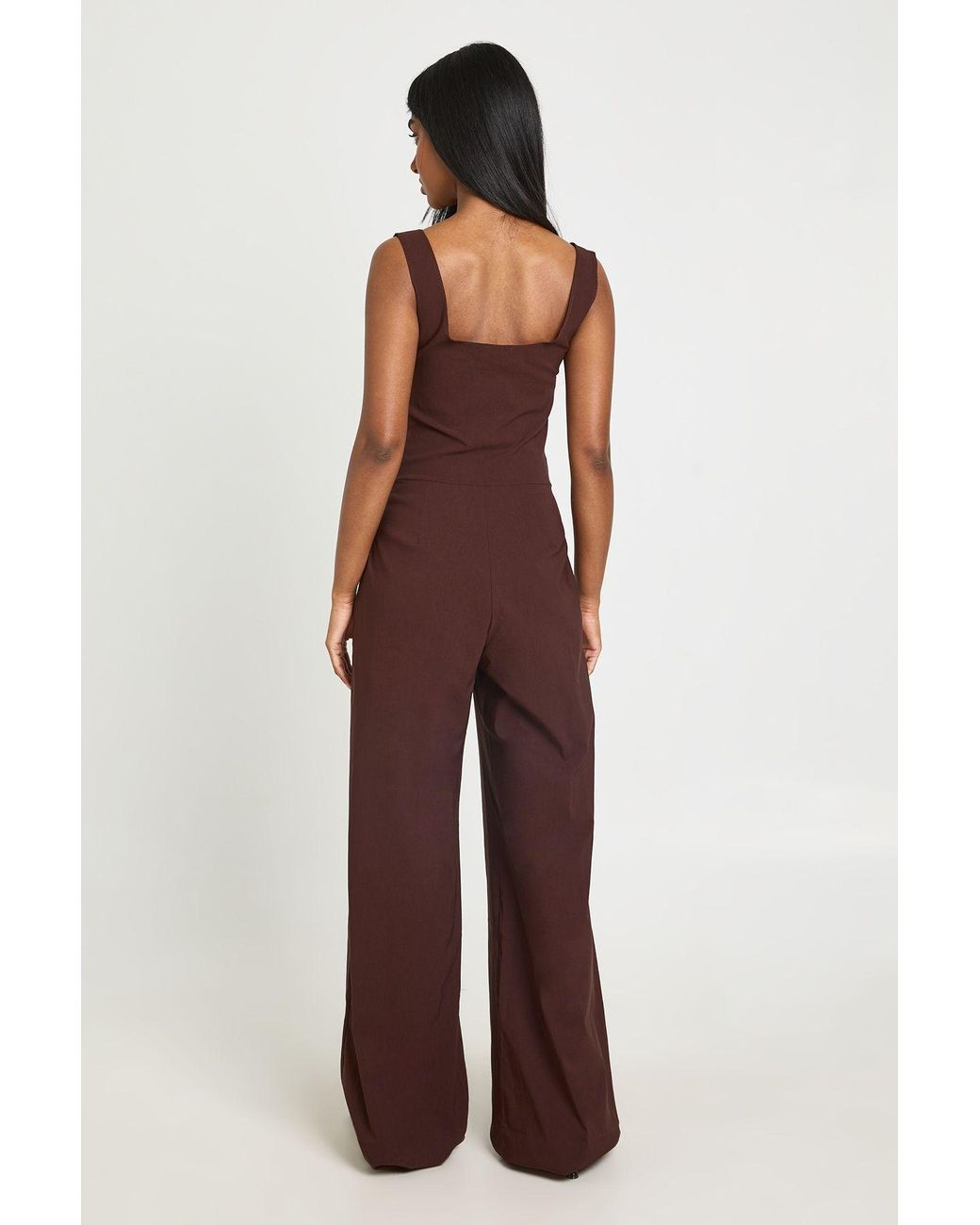Boohoo Purple Corset Detail Wide Leg Jumpsuit