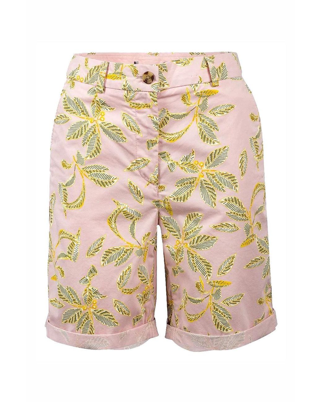 Secret Label Pink Tropical Print Bermuda Shorts Cotton