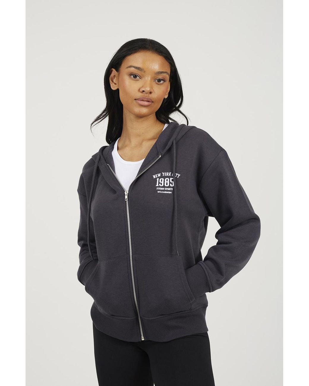 Brave Soul Blue Zip Through Hoodie