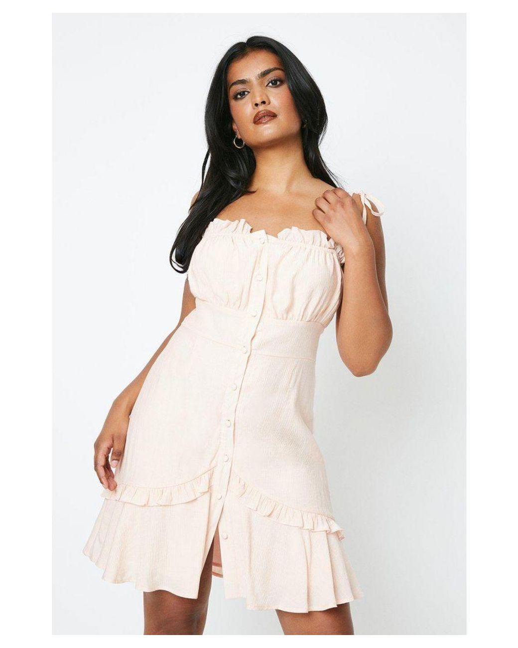 Oasis crepe frill button dress deals