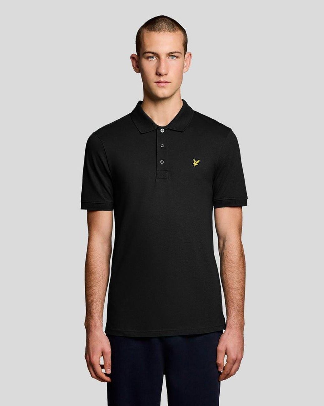 Lyle & Scott Black Plain Polo Shirt for men
