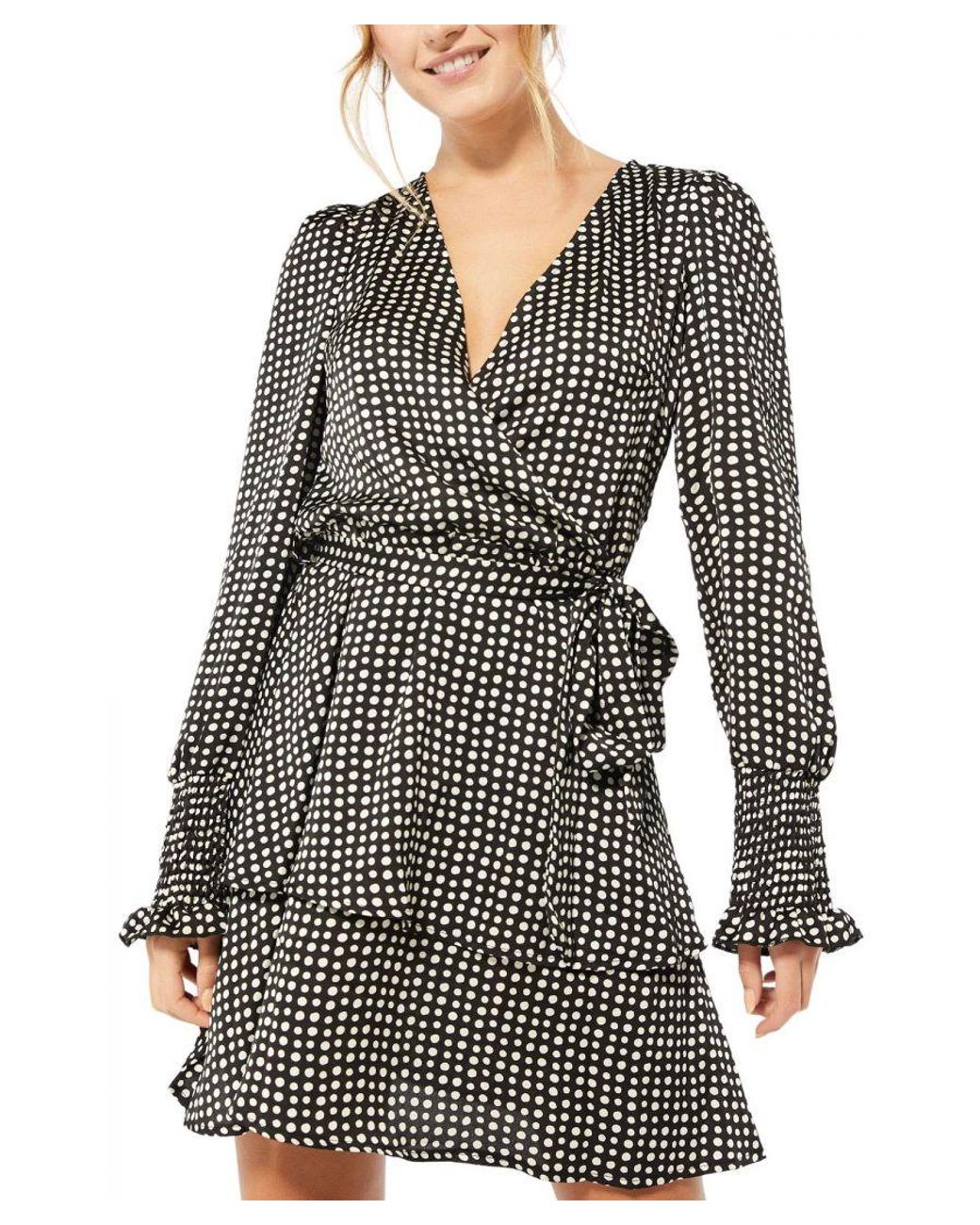 Secret Label Black Spot Floaty Wrap Dress