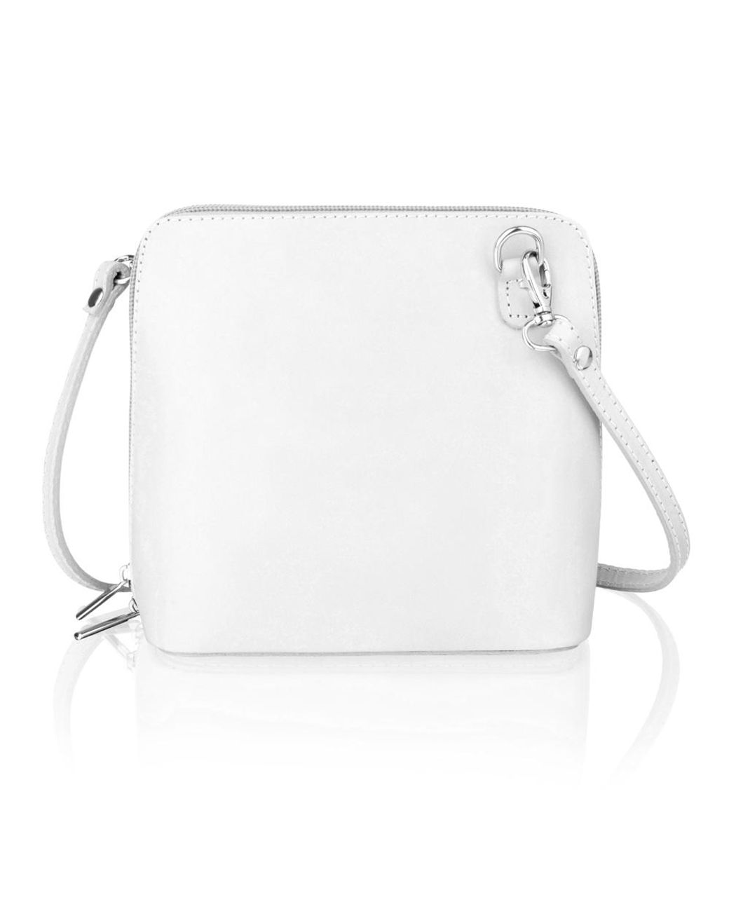 Woodland Leathers White Leather Taupe 6.0" Small Shoulder Bag, Open Central Zip, Removeable Adjustable Strap